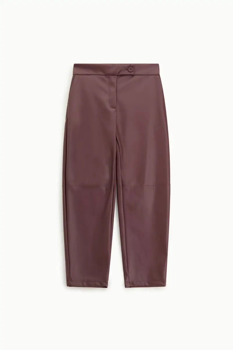Pantaloni in similpelle a vita media Bordeaux