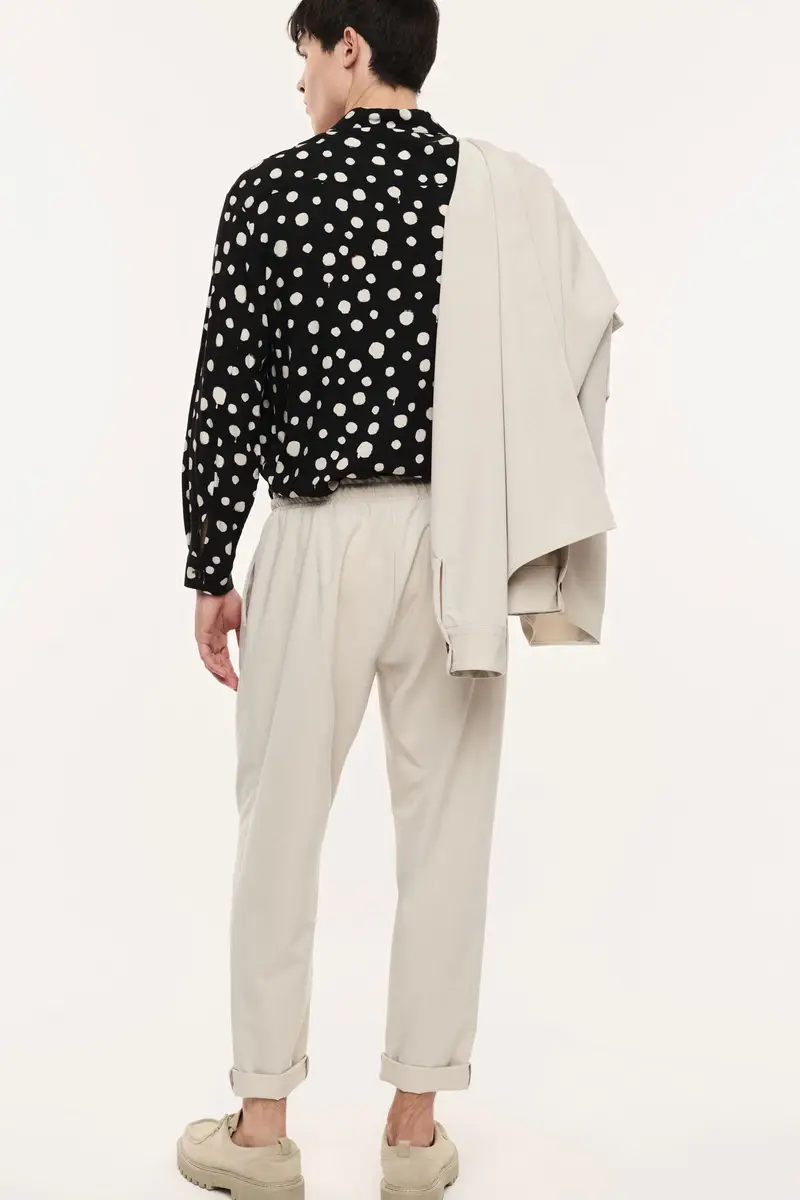 Pantaloni jogger con coulisse e risvolto Calce miniatura 3