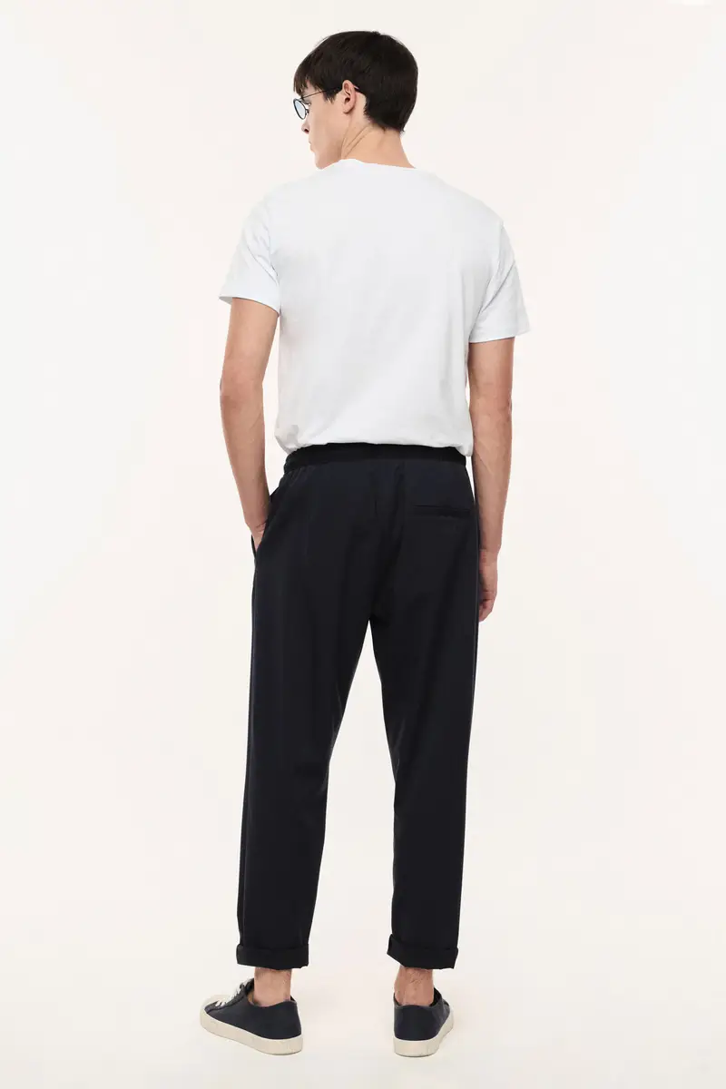 Pantaloni jogger con coulisse e risvolto Navy miniatura 3