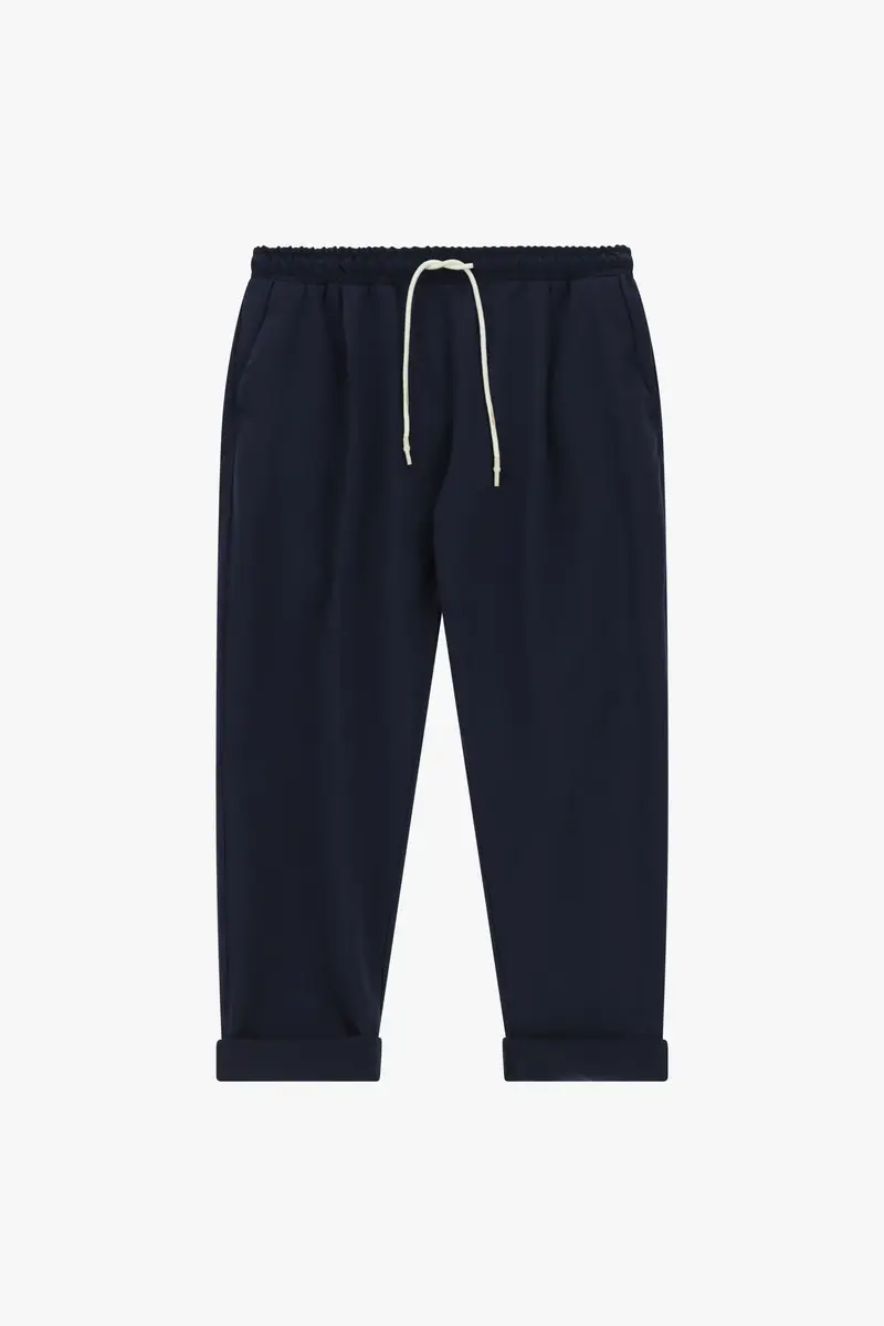 Pantaloni jogger con coulisse e risvolto Navy
