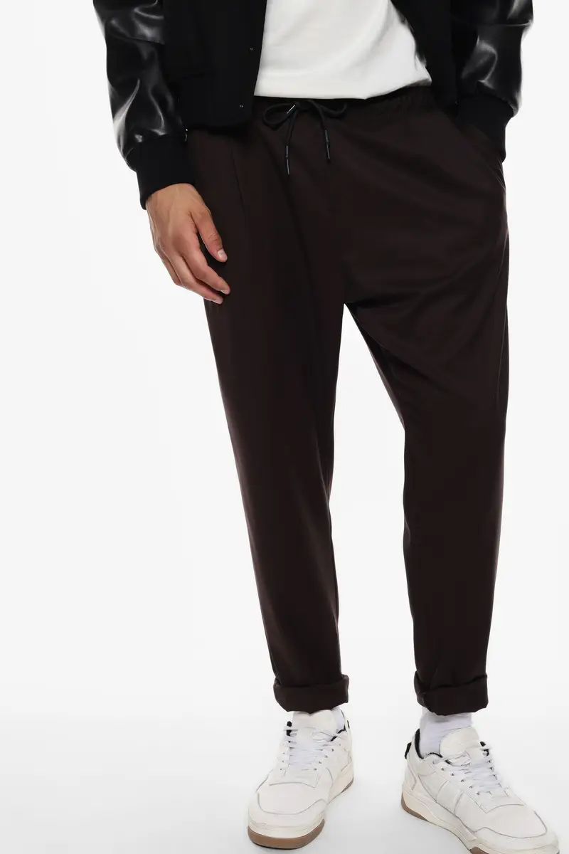 Pantaloni jogger con coulisse elegante Moro miniatura 4
