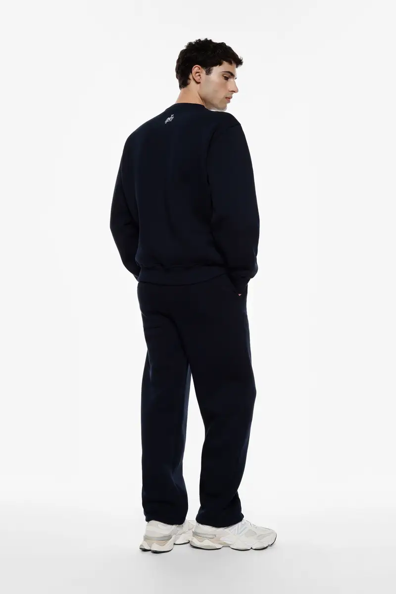 Pantaloni jogging con coulisse e logo laterale Blu miniatura 3