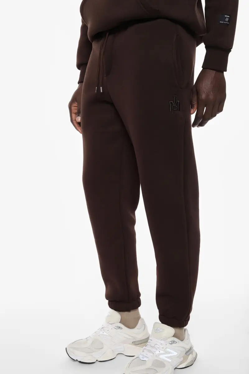 Pantaloni jogging con coulisse e logo ricamato Moro miniatura 4