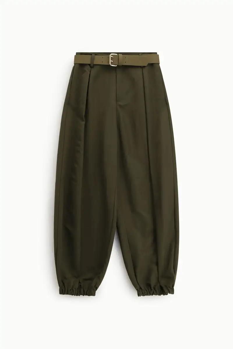 Pantaloni jogging vita alta con cintura e fondo elastico Militare