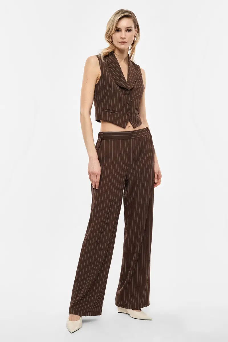 Pantaloni palazzo a righe con vita regular Moro miniatura 2