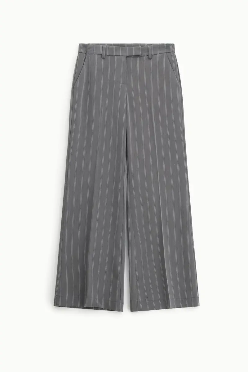 Pantaloni palazzo a righe vita alta Grey