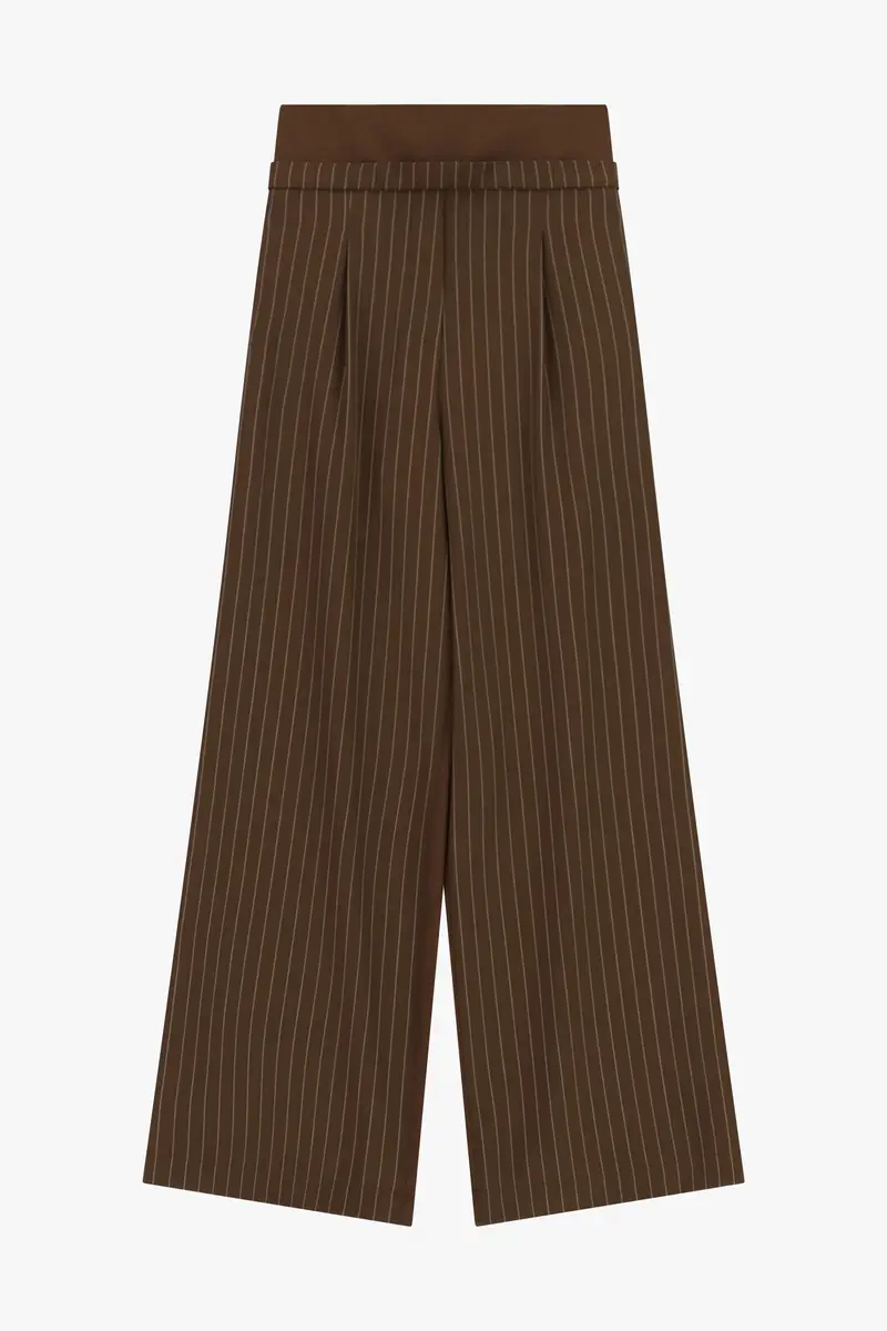 Pantaloni palazzo a righe vita alta Moro