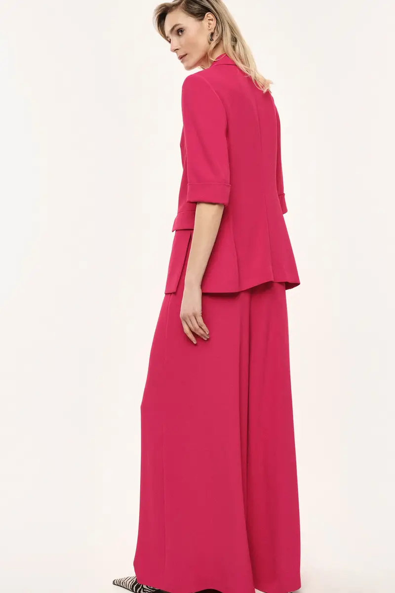 Pantaloni palazzo a vita alta con cintura Fuxia miniatura 3