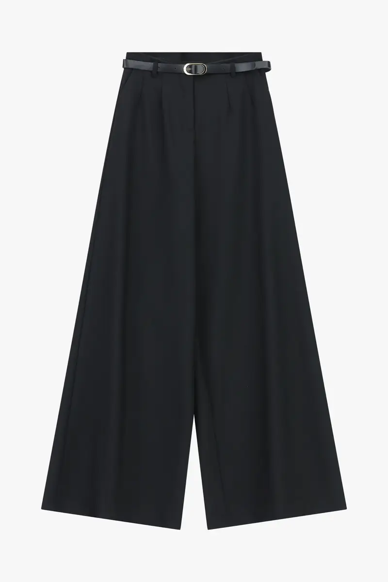 Pantaloni palazzo a vita alta con cintura Midnight blue