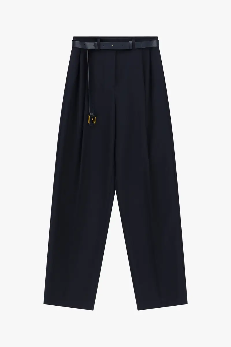 Pantaloni palazzo a vita alta con cintura Midnight blue