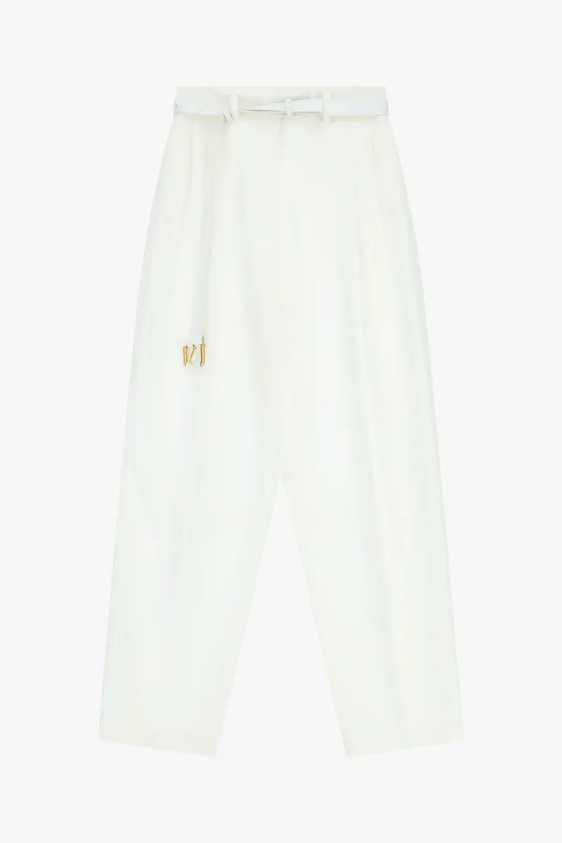 Pantaloni palazzo a vita alta con cintura Milk