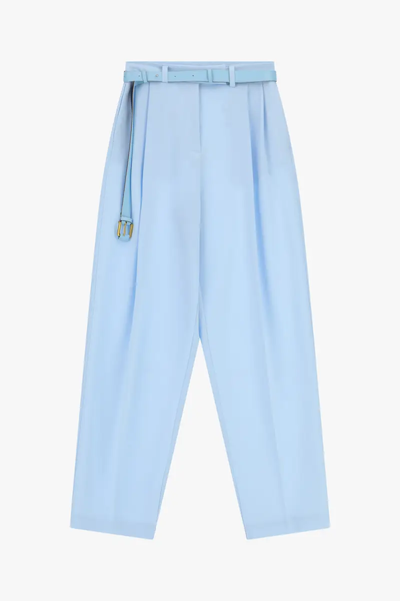 Pantaloni palazzo a vita alta con cintura Sky