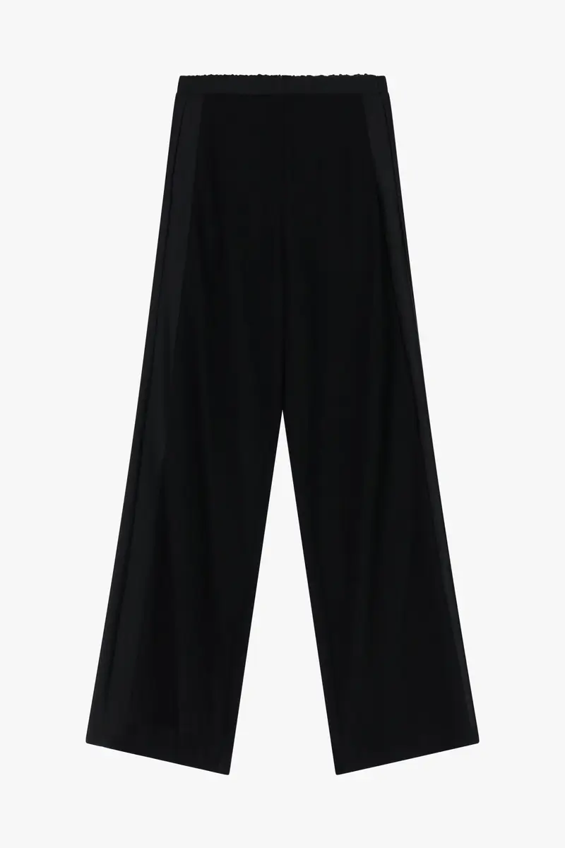 Pantaloni palazzo a vita alta con dettagli laterali Nero