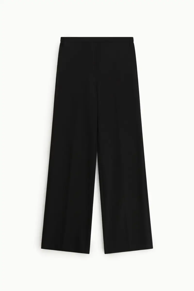 Pantaloni palazzo a vita alta con elastico Nero