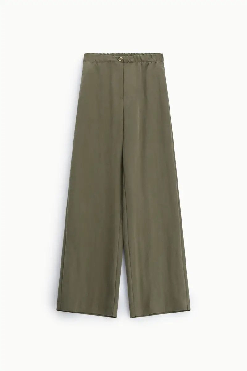 Pantaloni palazzo a vita alta con gamba ampia Army