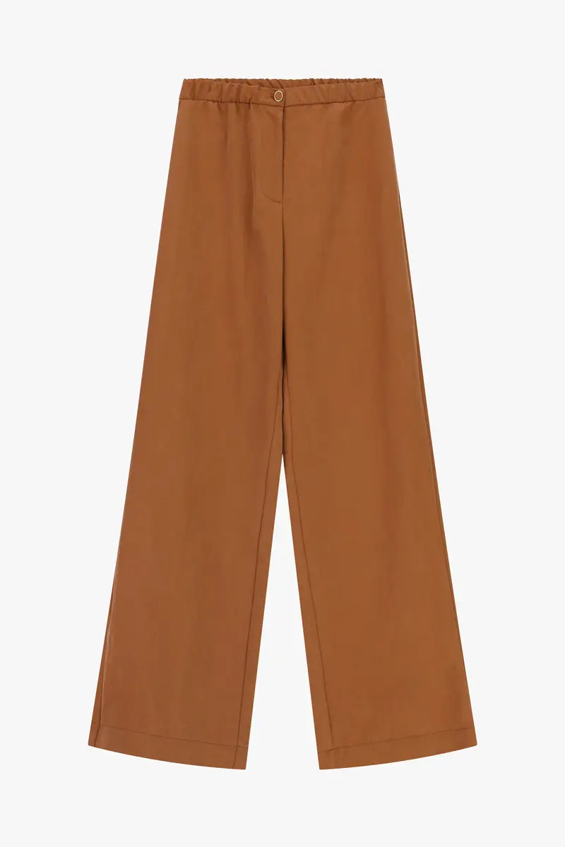Pantaloni palazzo a vita alta con gamba ampia Brick