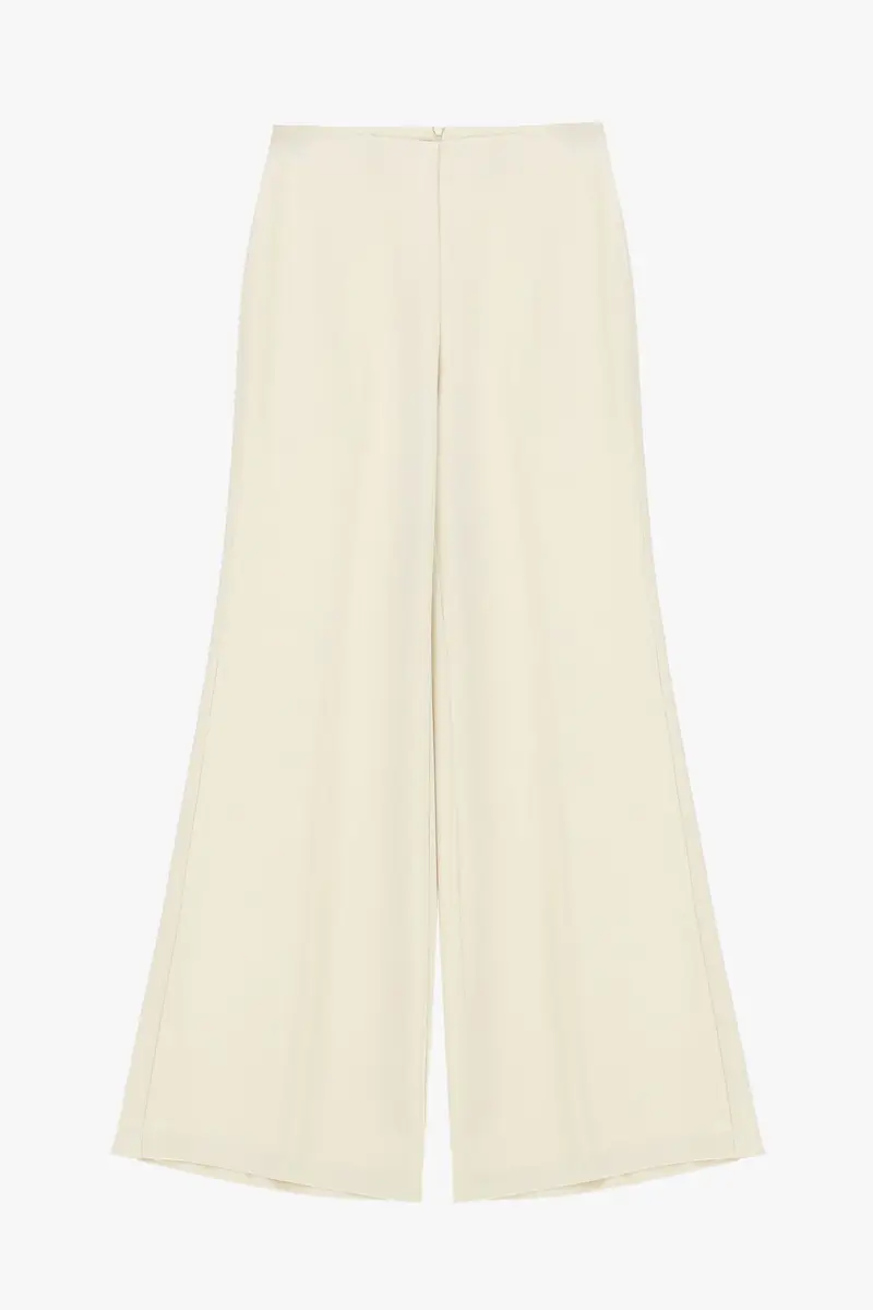 Pantaloni palazzo a vita alta con gamba ampia Gesso