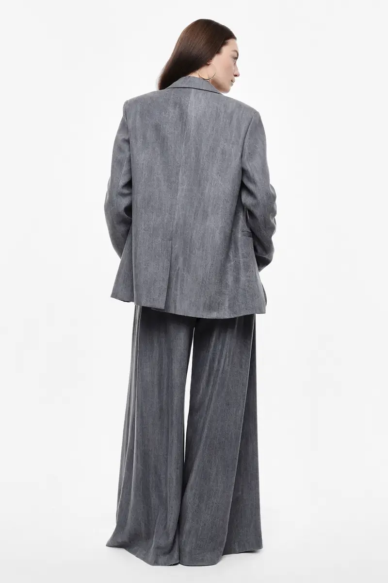 Pantaloni palazzo a vita alta con gamba ampia Grigio denim miniatura 3