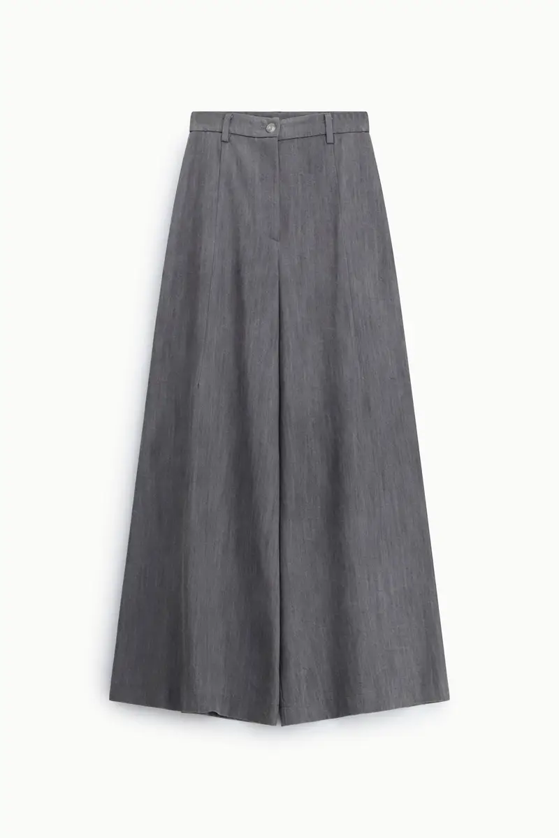 Pantaloni palazzo a vita alta con gamba ampia Grigio denim