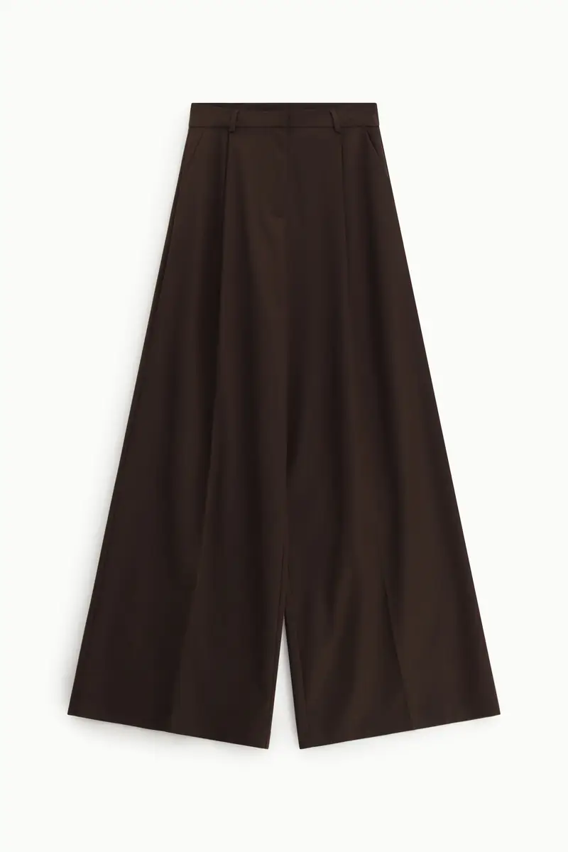 Pantaloni palazzo a vita alta con gamba ampia Moro
