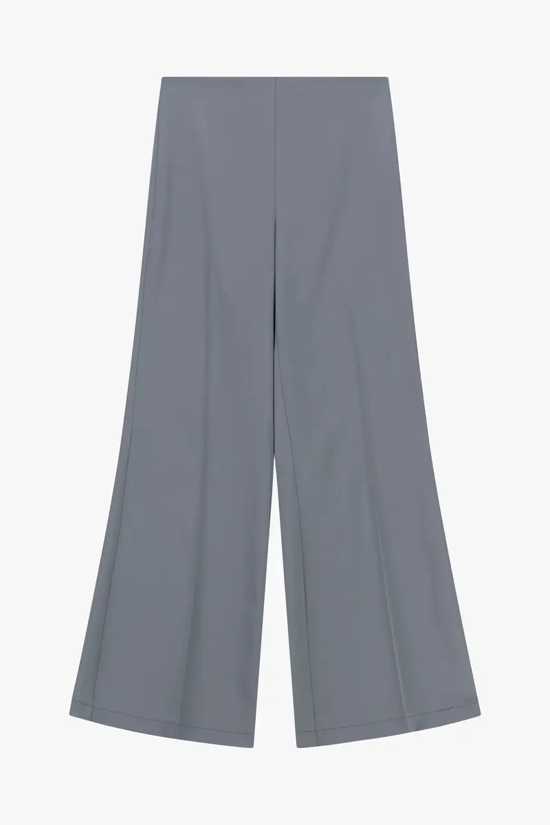 Pantaloni palazzo a vita alta con gamba ampia Piombo