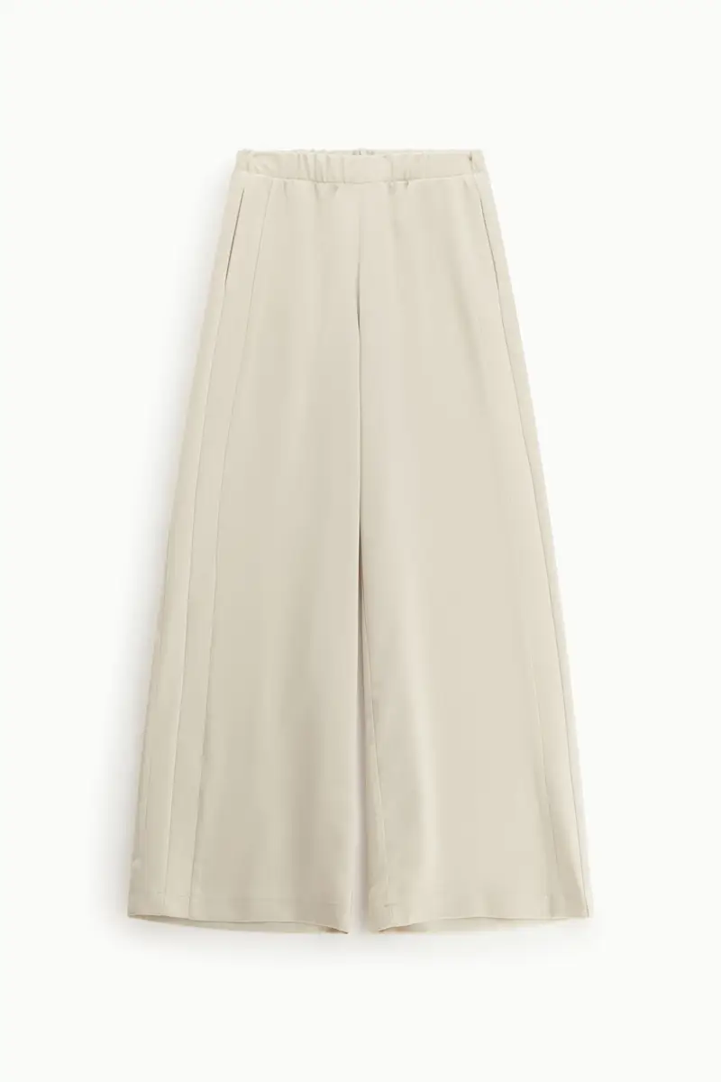 Pantaloni palazzo a vita alta con linea ampia Gesso