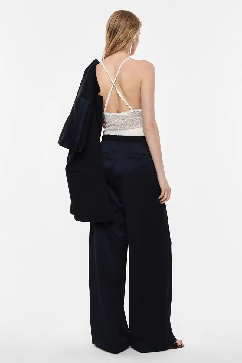 Pantaloni palazzo a vita alta con linea ampia Navy miniatura 3