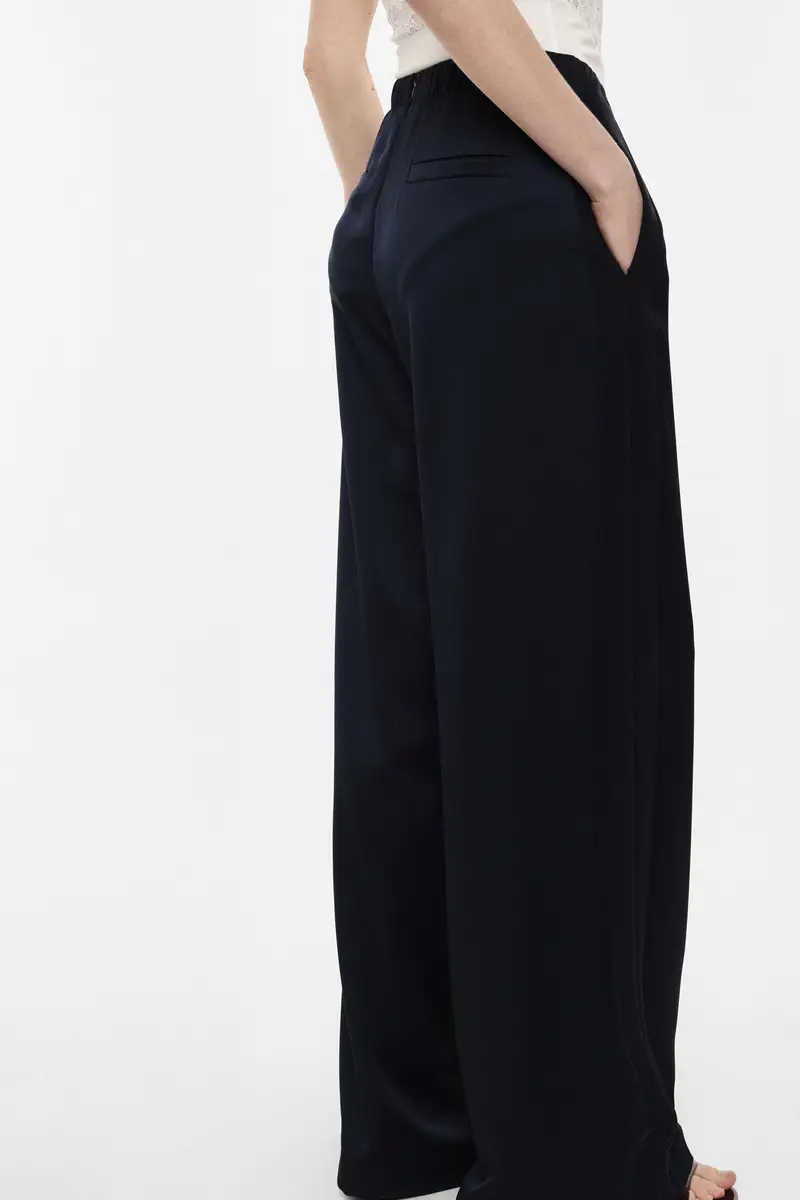 Pantaloni palazzo a vita alta con linea ampia Navy miniatura 4