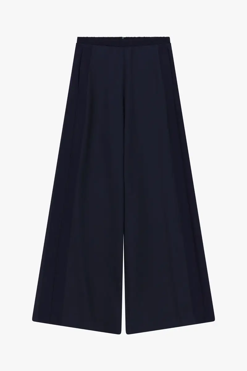 Pantaloni palazzo a vita alta con linea ampia Navy