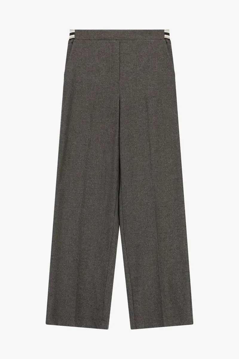 Pantaloni palazzo a vita alta con pince frontali Moro