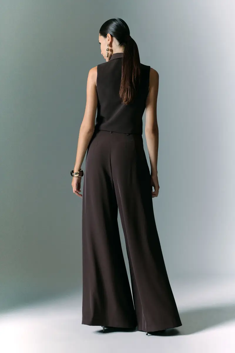 Pantaloni palazzo a vita alta con pince Moro miniatura 3