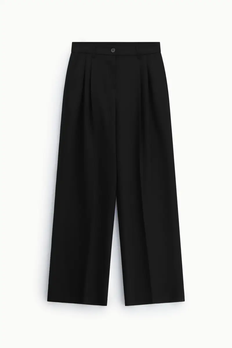 Pantaloni palazzo a vita alta con pince Nero