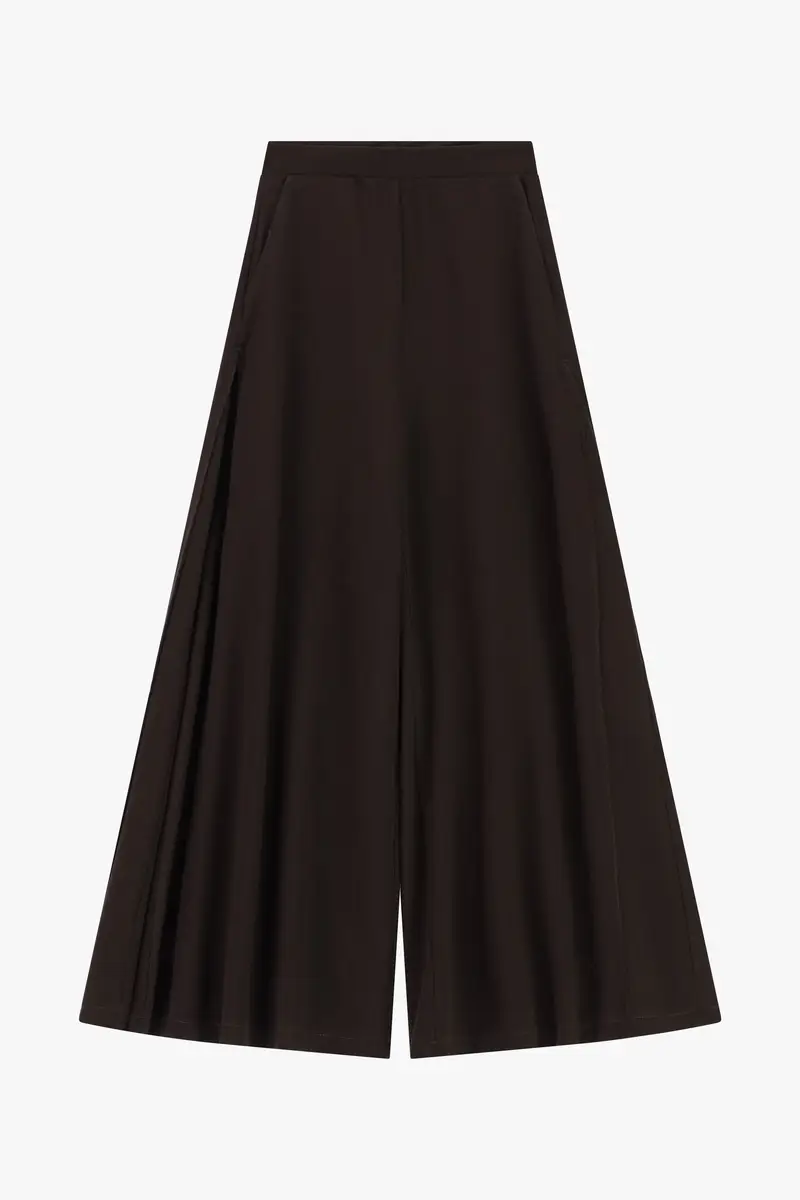 Pantaloni palazzo a vita alta con tasche laterali Moro