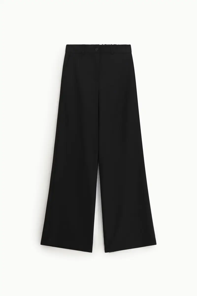 Pantaloni palazzo a vita alta con tasche laterali Nero