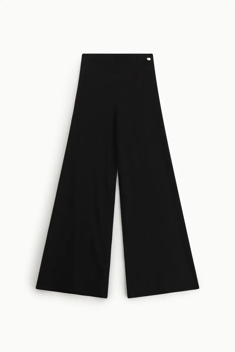 Pantaloni palazzo a vita alta linea ampia Nero