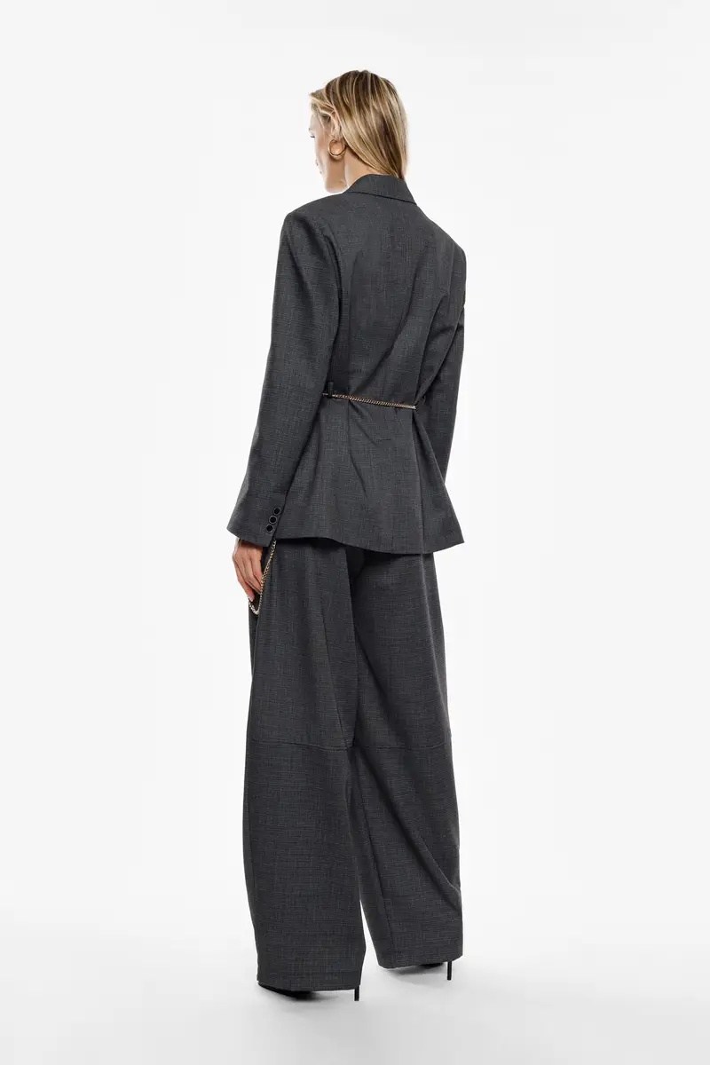 Pantaloni palazzo ampi vita alta catena decorativa Nero miniatura 4