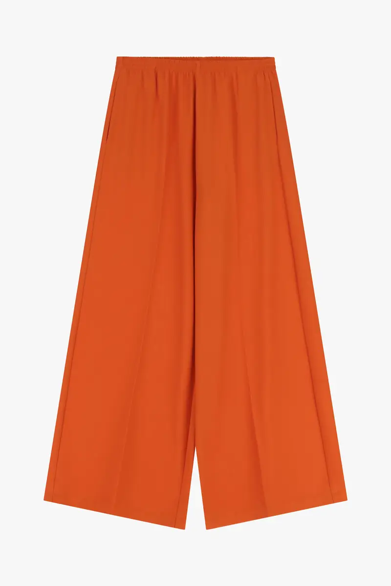 Pantaloni palazzo ampi vita alta senza pinces Arancio