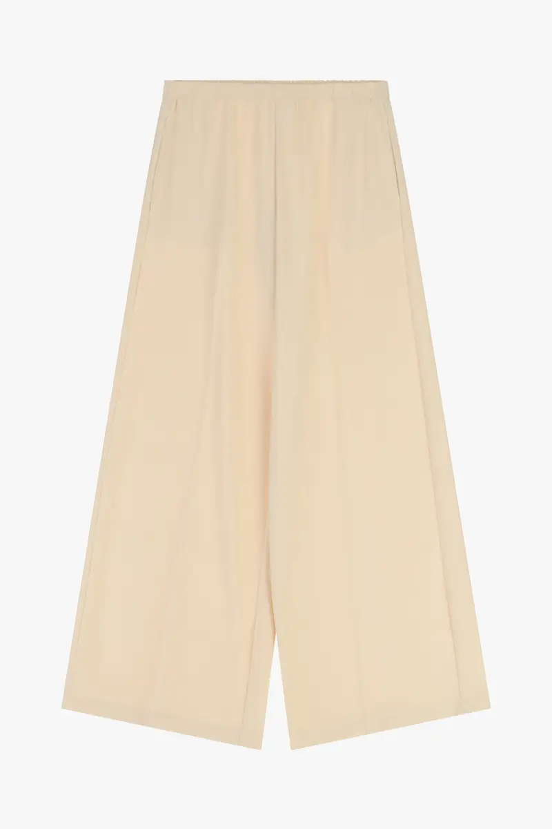 Pantaloni palazzo ampi vita alta senza pinces Gesso