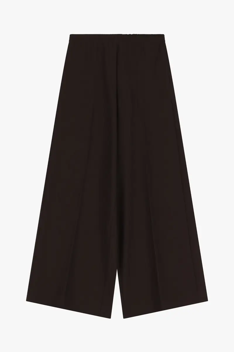 Pantaloni palazzo ampi vita alta senza pinces Moro