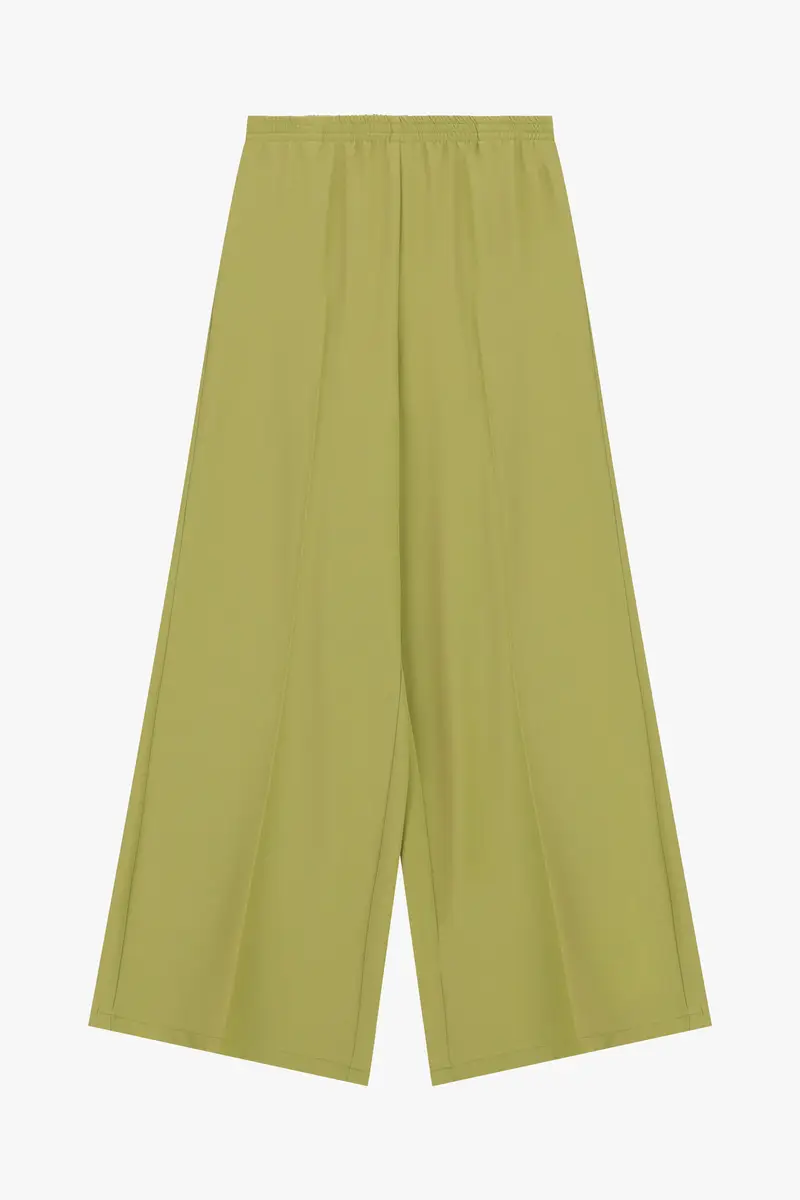 Pantaloni palazzo ampi vita alta senza pinces Olio