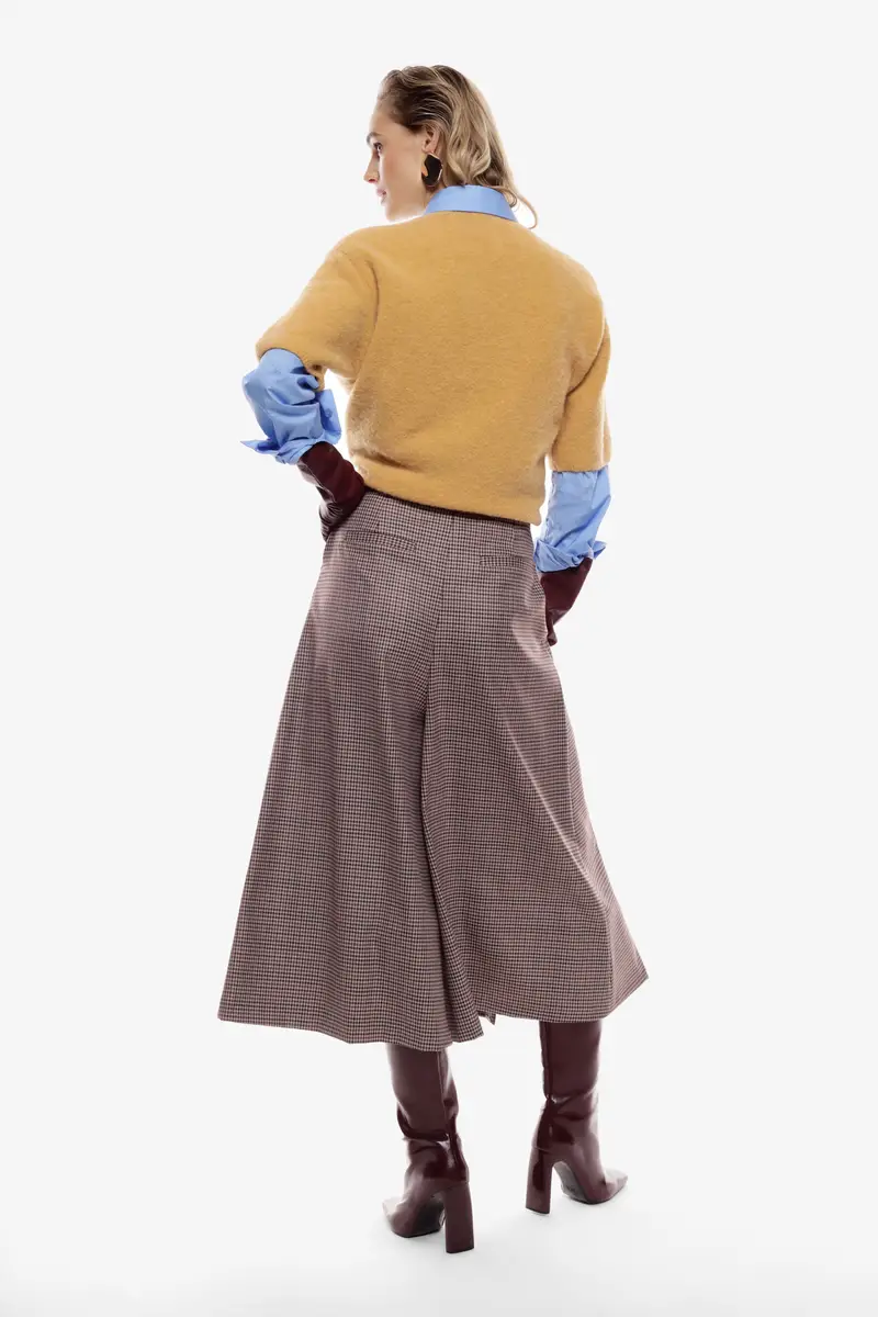 Pantaloni palazzo ampia gamba con pinces Beige miniatura 3