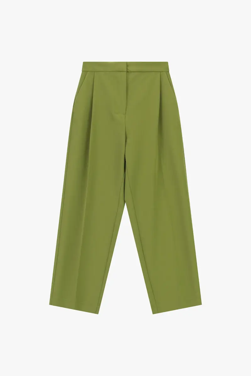 Pantaloni palazzo ampia gamba con pinces Beige