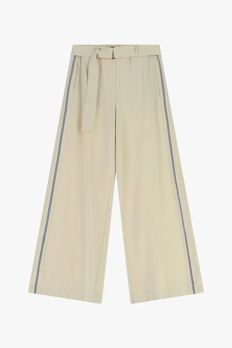 Pantaloni palazzo con fascia in vita Gesso