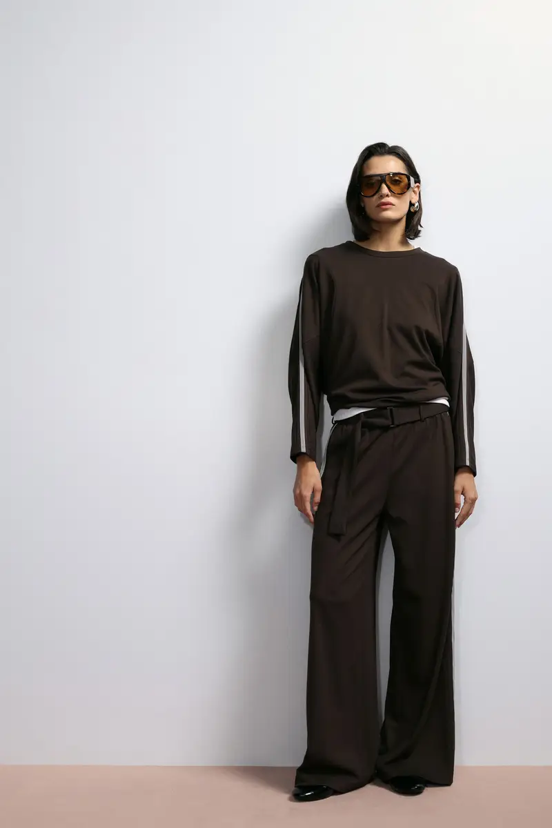 Pantaloni palazzo con fascia in vita Moro miniatura 2