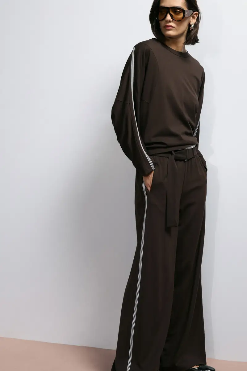 Pantaloni palazzo con fascia in vita Moro miniatura 3