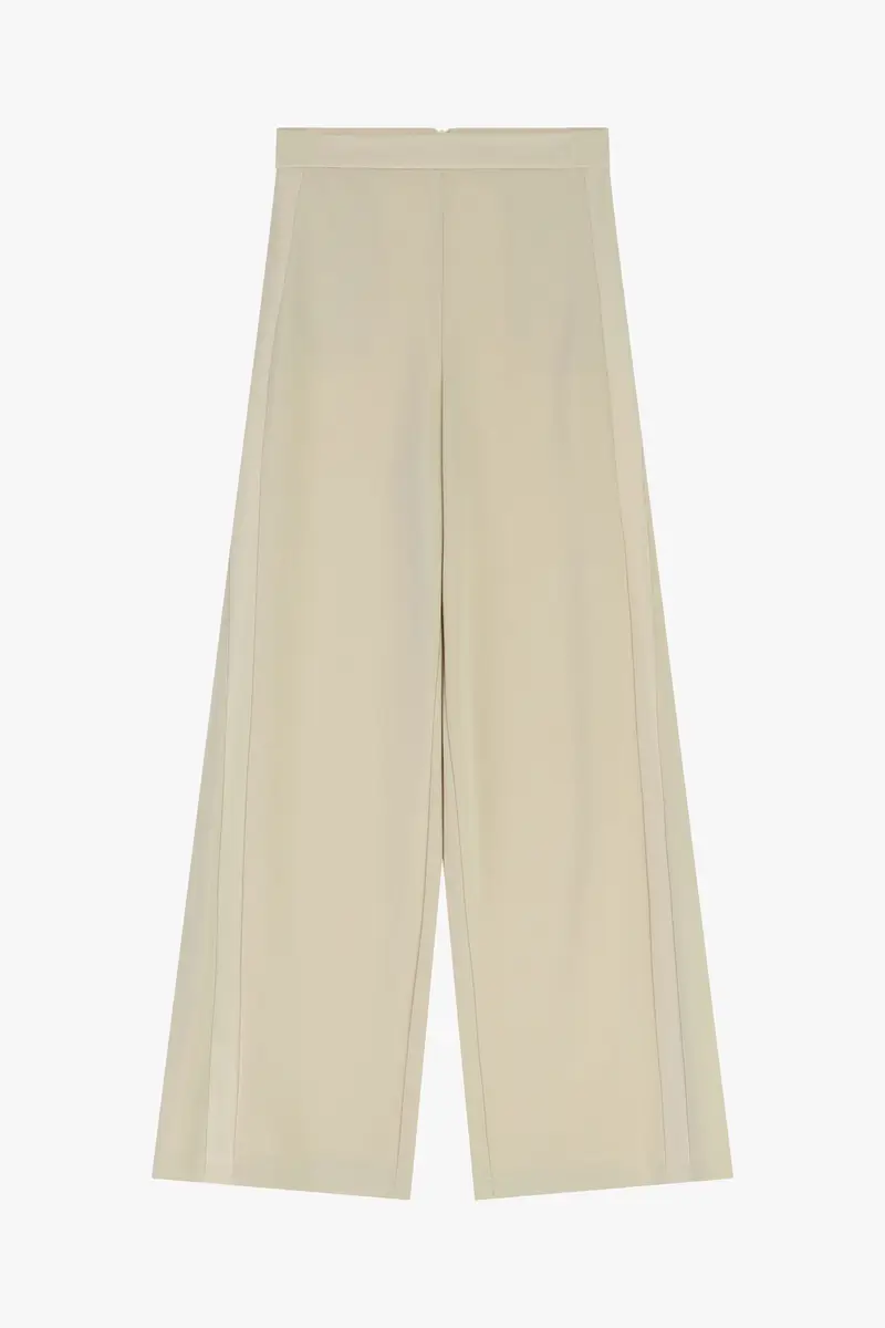 Pantaloni palazzo eleganti a vita alta Gesso