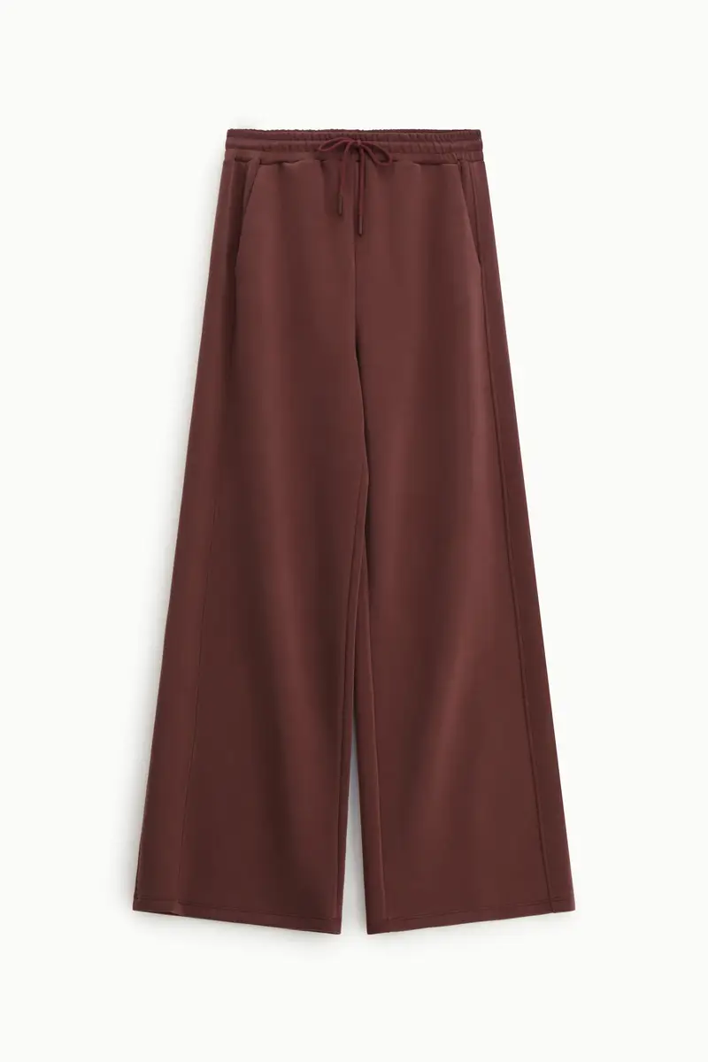 Pantaloni palazzo fit ampio con coulisse Bordeaux