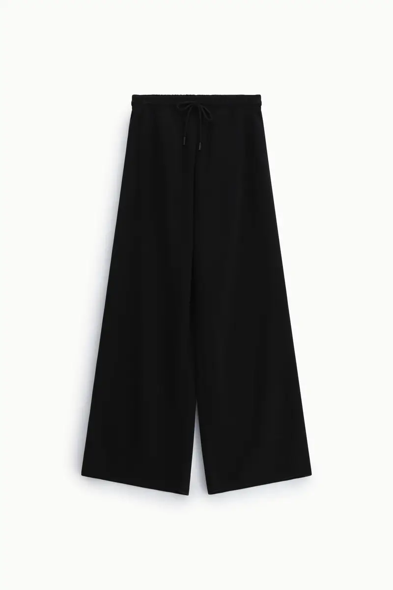 Pantaloni palazzo fit ampio con coulisse Nero