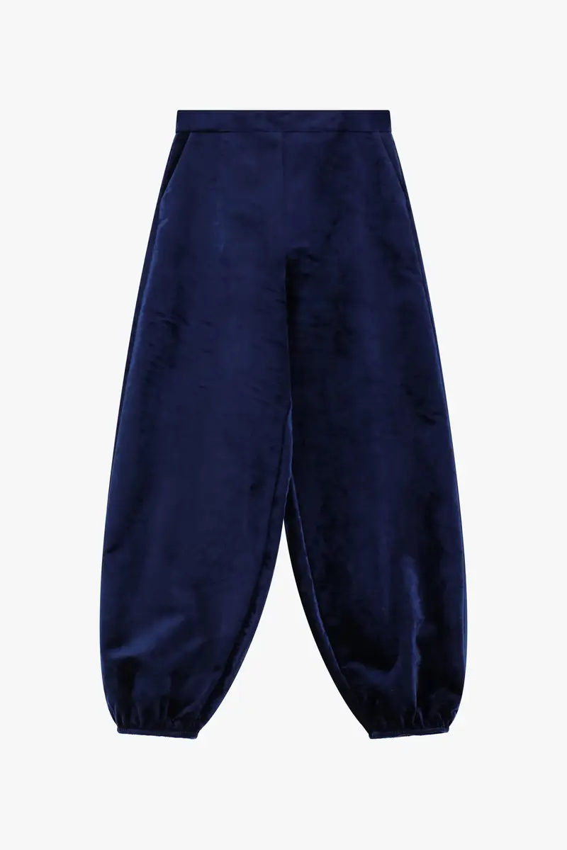 Pantaloni palazzo fit ampio con fondo elasticizzato Blu