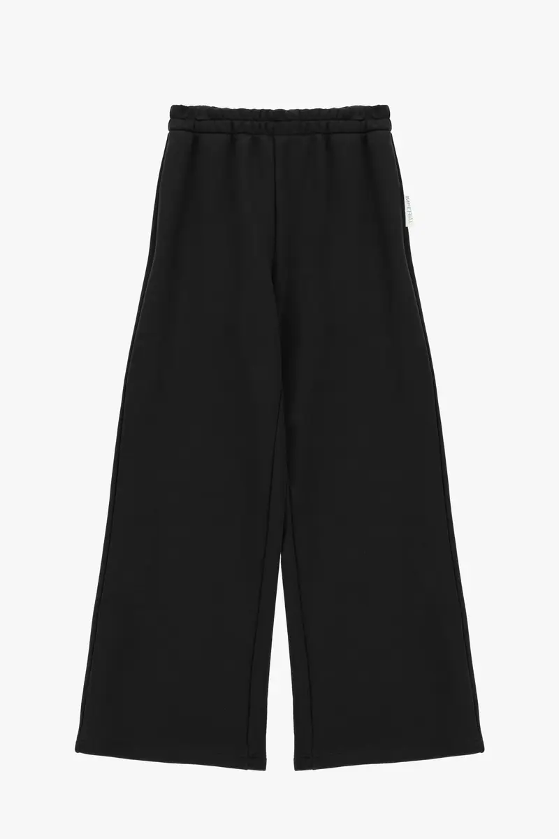 Pantaloni palazzo fit ampio con vita elasticizzata Nero